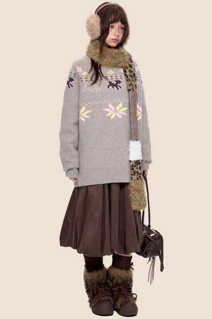 Vintage Fair Isle Loose Knit Sweater