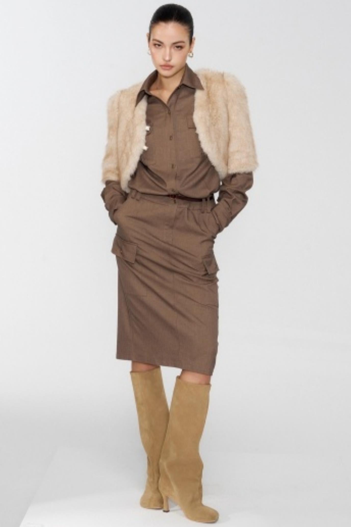Temperament Shoulder Autumn Fur Jacket