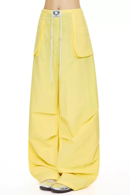 Retro Yellow Wide-Leg Pants