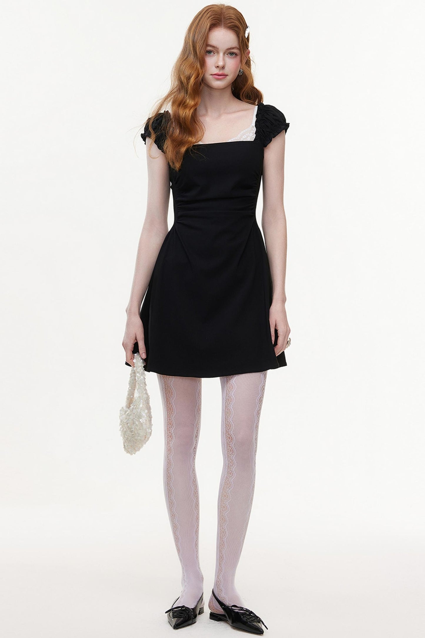 Bold Square Collar Strapless Dress