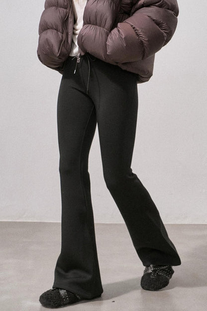 Black Micro-Stretch Flared Pants
