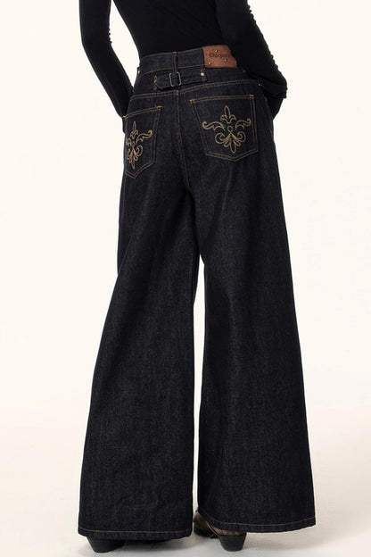 Retro Asymmetric Denim Pants
