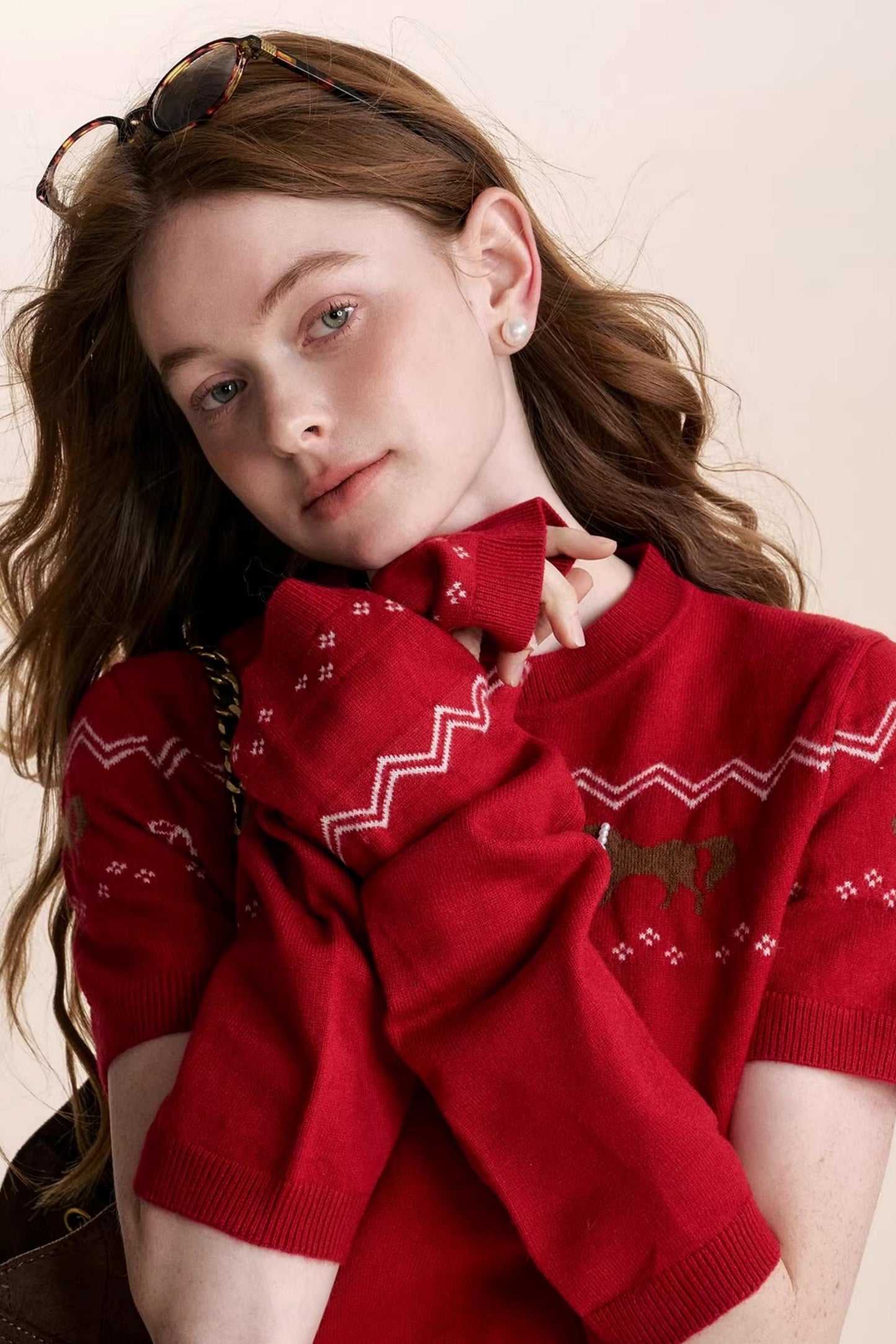 Fair Isle Pearl Knitwear Sweater Set