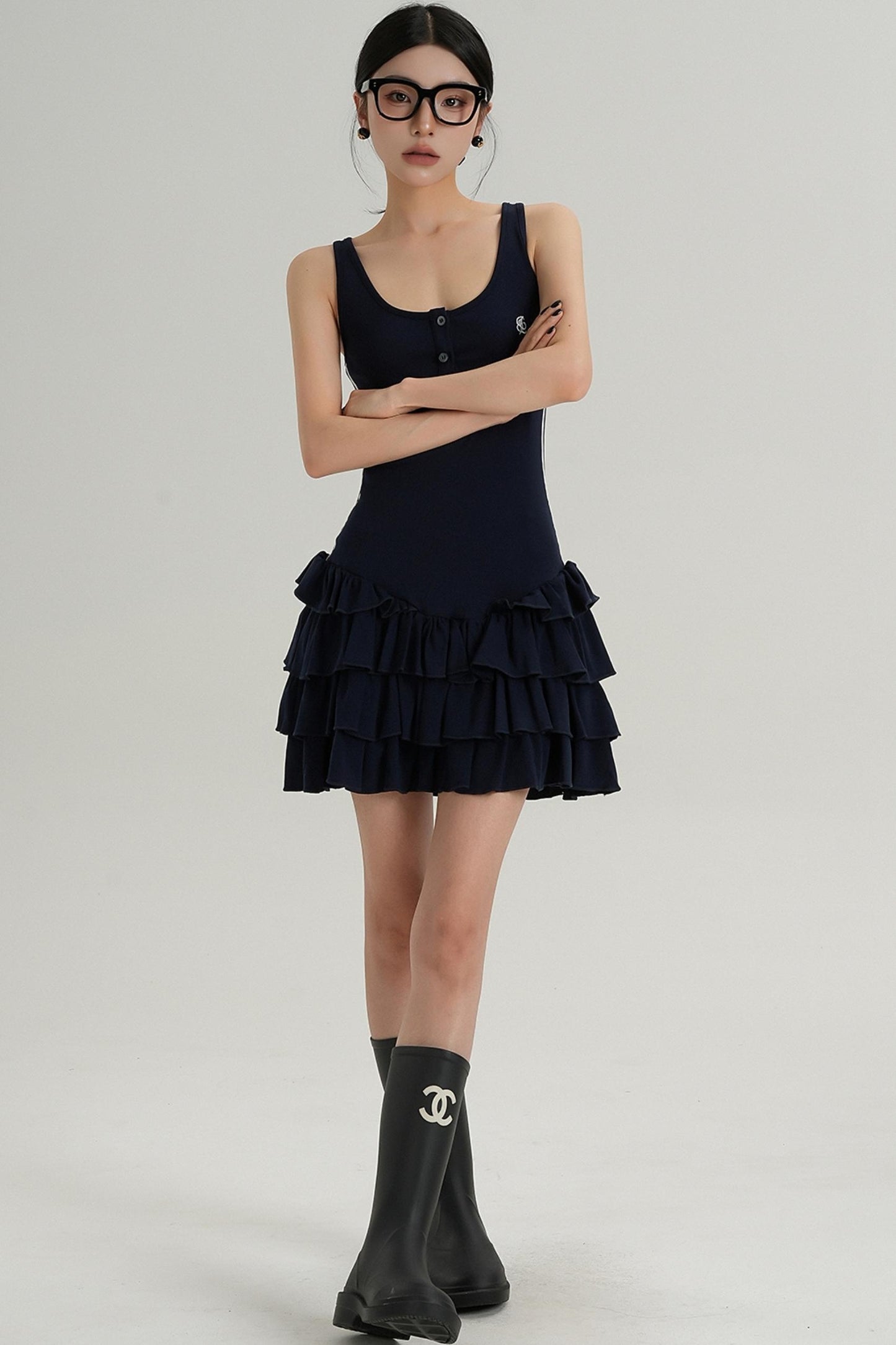 Unique Skirt Halter Mini Dress