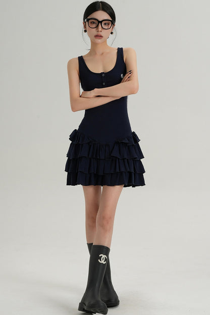 Unique Skirt Halter Mini Dress