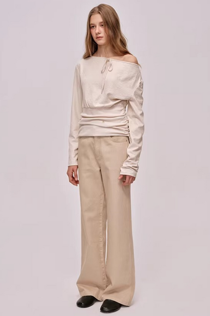 Custom-Dyed Apricot Denim Pants
