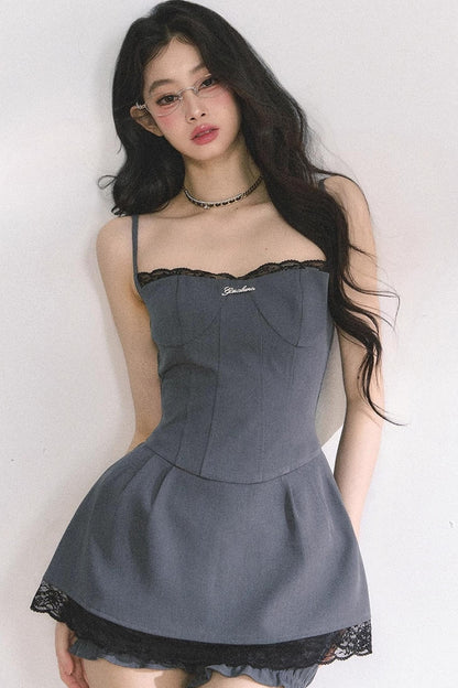 Summer Lace Halter Dress Set