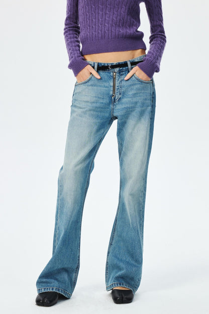 Narrow Suede Cowhide Brown Belt