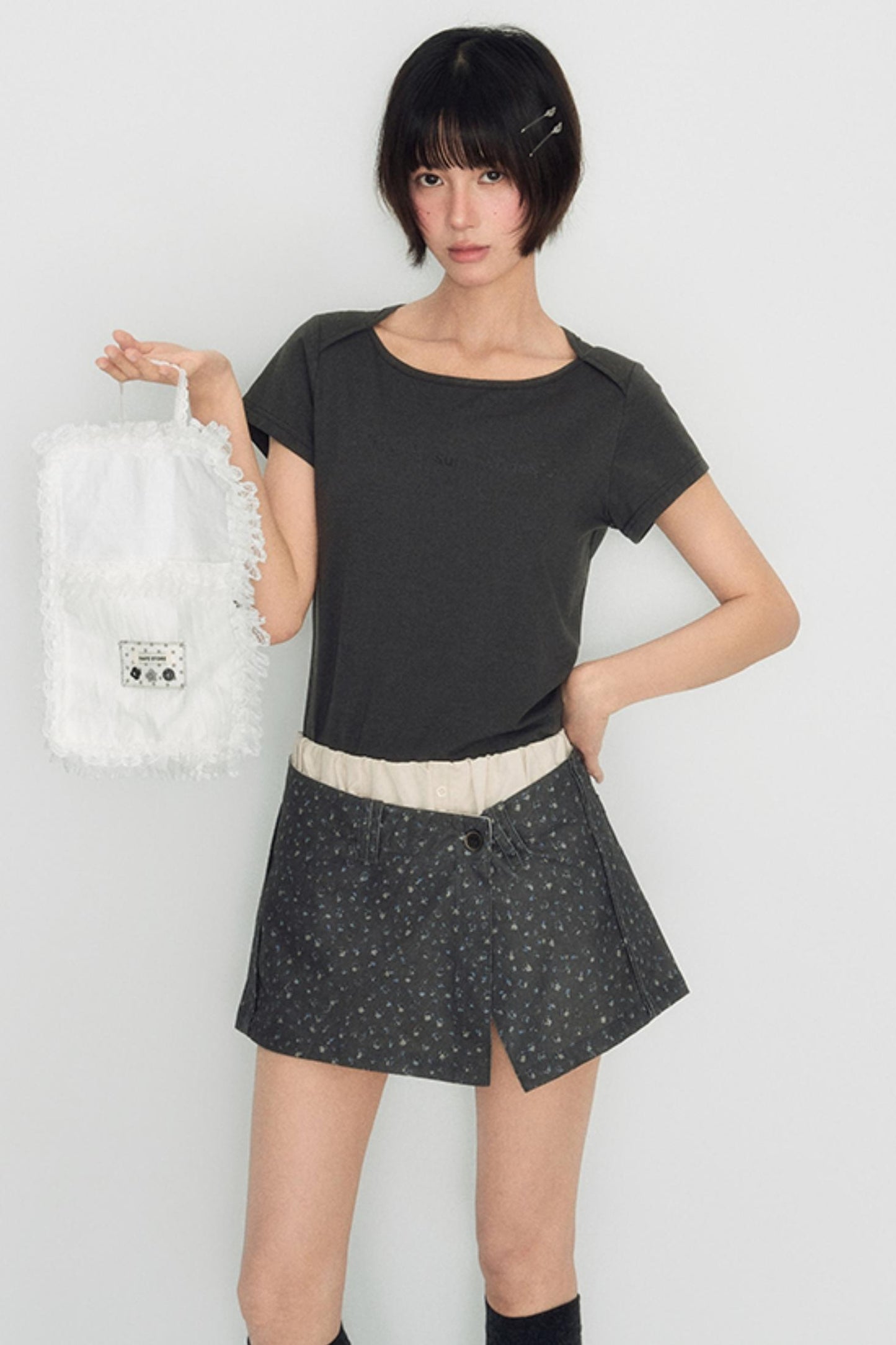 Flocked Slim Crop Top