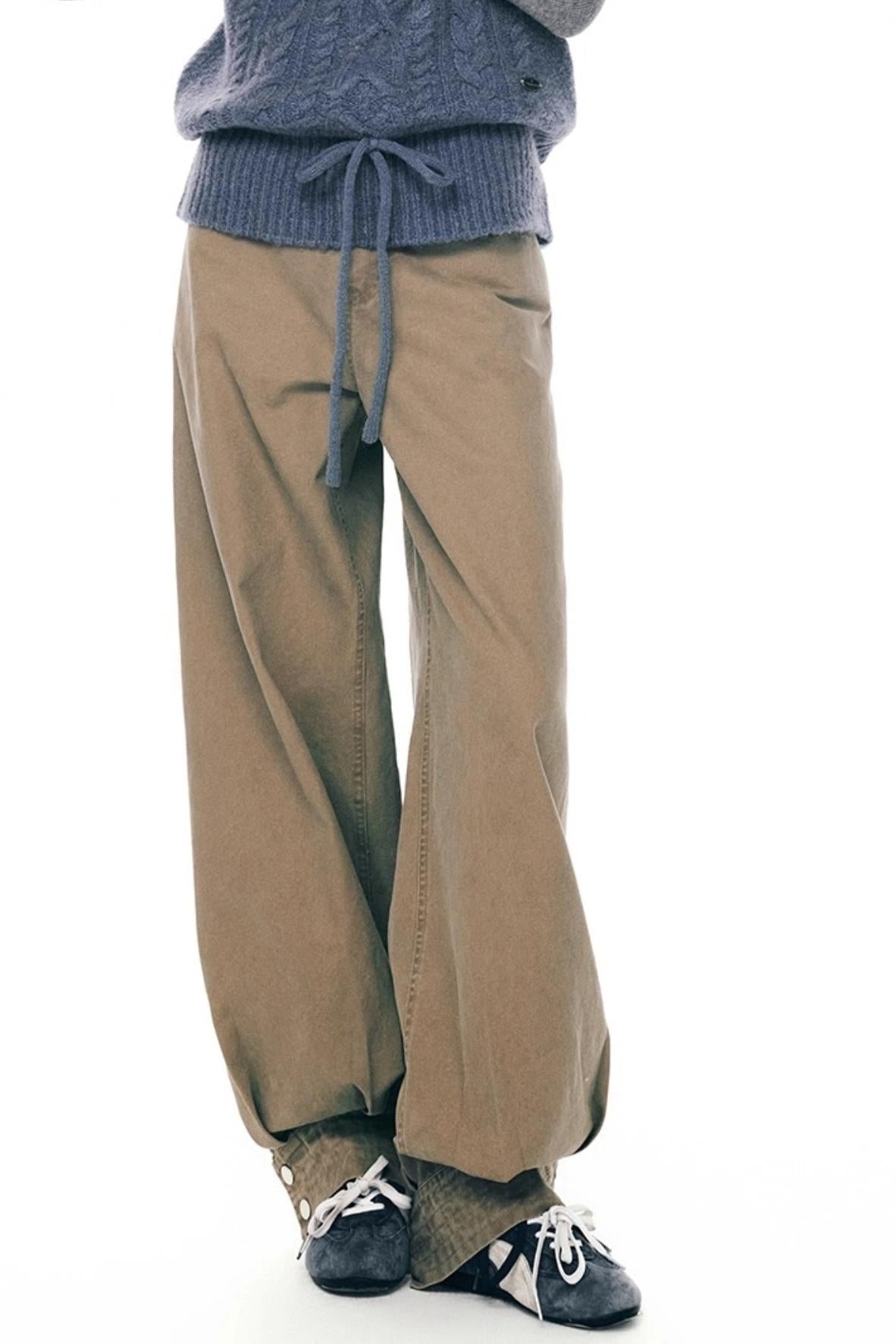 Retro Distressed Cotton Pants