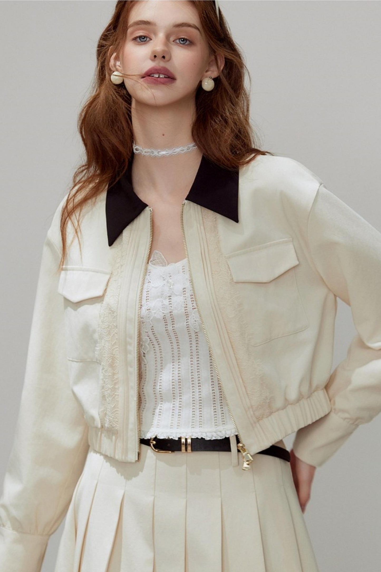 Autumn Lapel Short Coat Set-Up