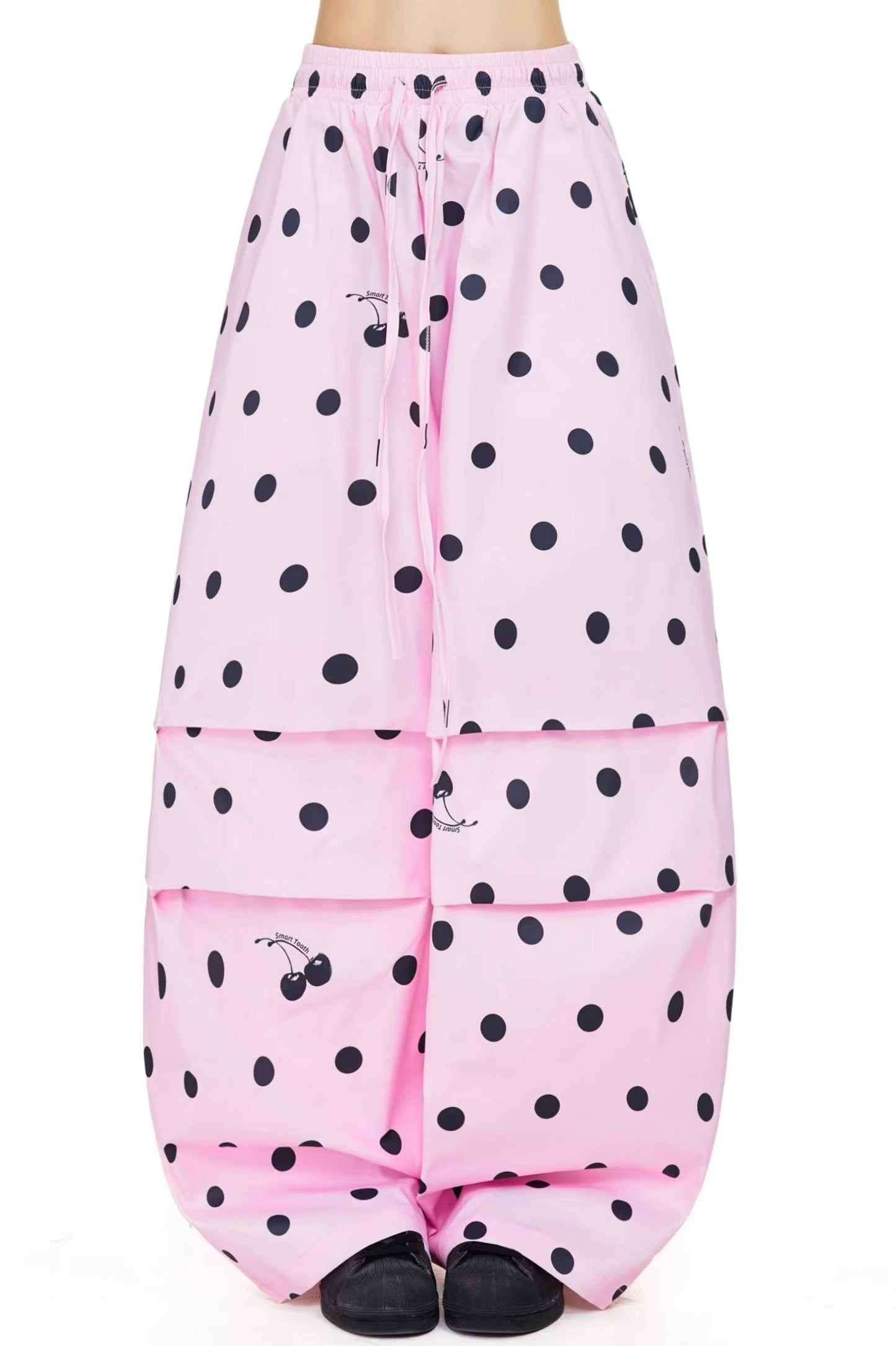 Retro Polka Dot Wide-Leg Casual Pants