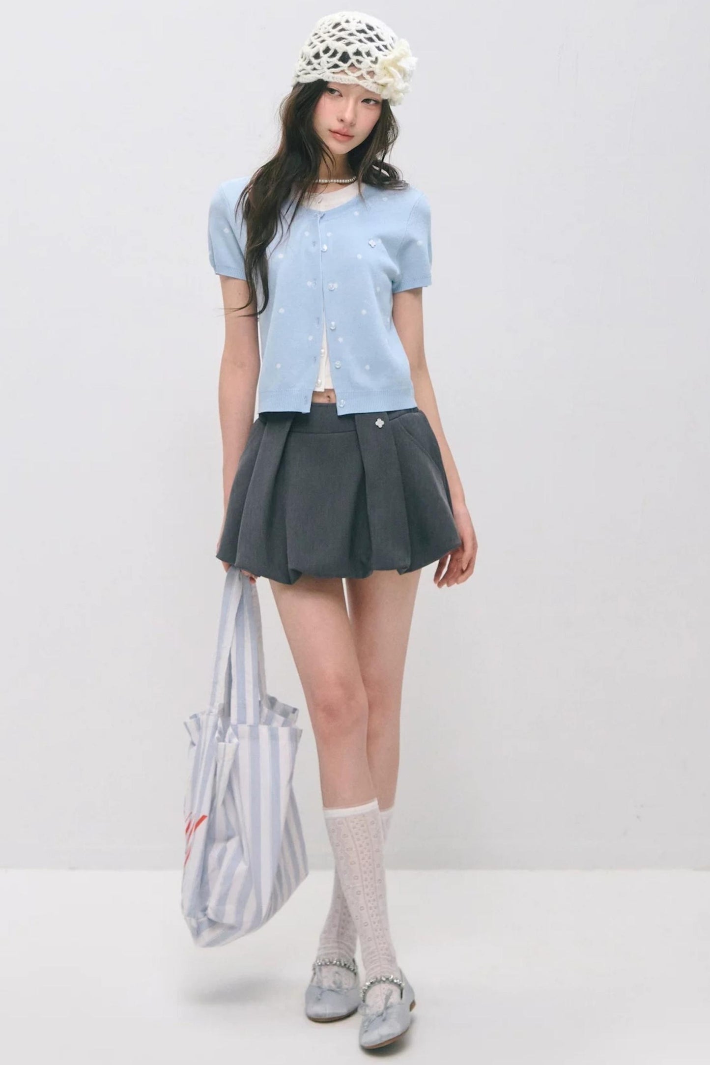Pleated Flower Bud Skirt