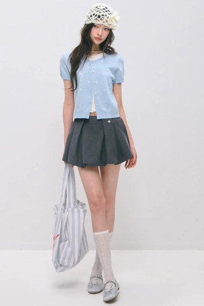 Pleated Flower Bud Skirt