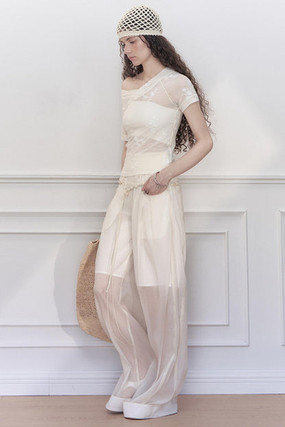 Handmade Beaded Wide Leg Pants