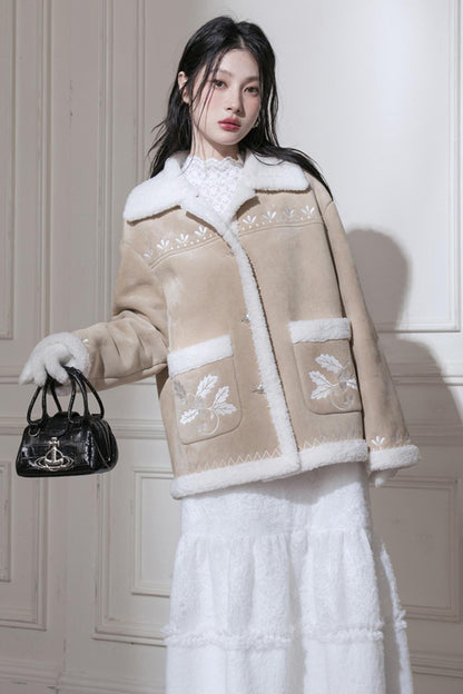 Warm Suede Embroidery Jacket