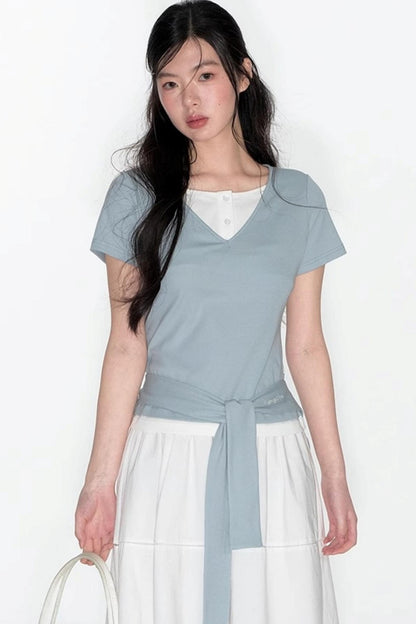 Original Detachable Navy Neck Slim Top