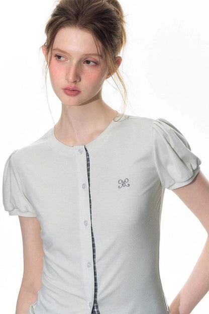 Original Slim Short Sleeve  Plaid Panelled Skirt Set-Up