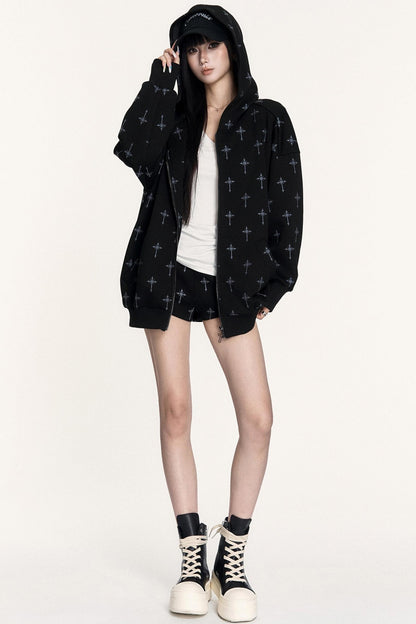 Hot Girl Hooded Sweatshirt Jacket Set-Up