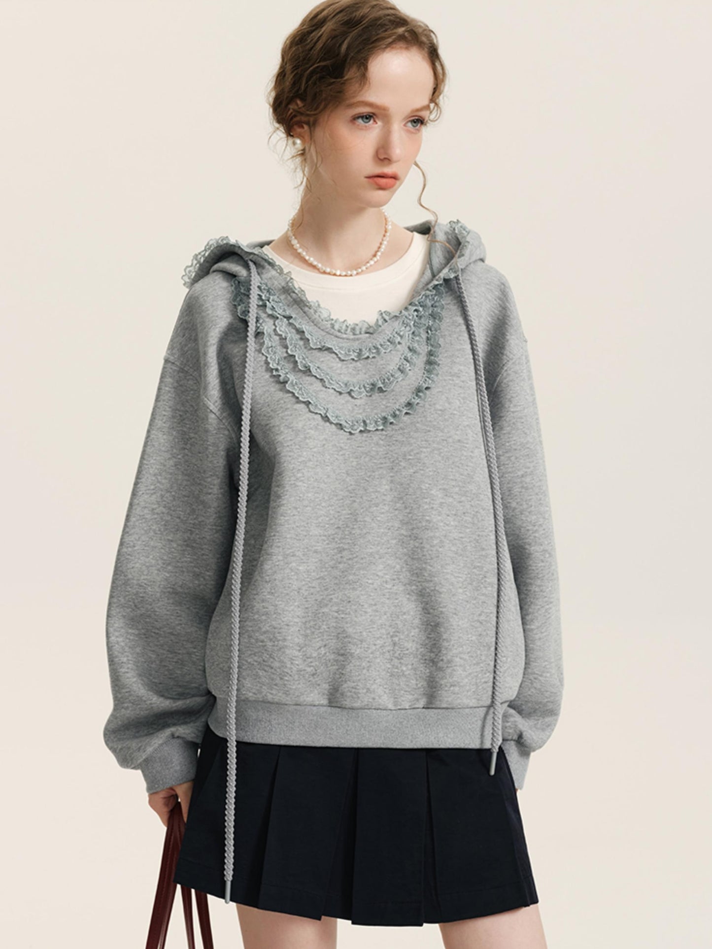 FUNGUS COLLAR HOODED SWEATSHIRT SET-UP