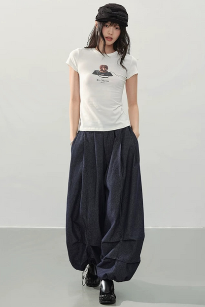 Pantalons Lanternes en Denim de Nuit à Lisbonne