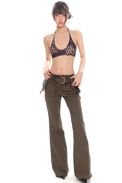 Blue Leopard Halter Camisole