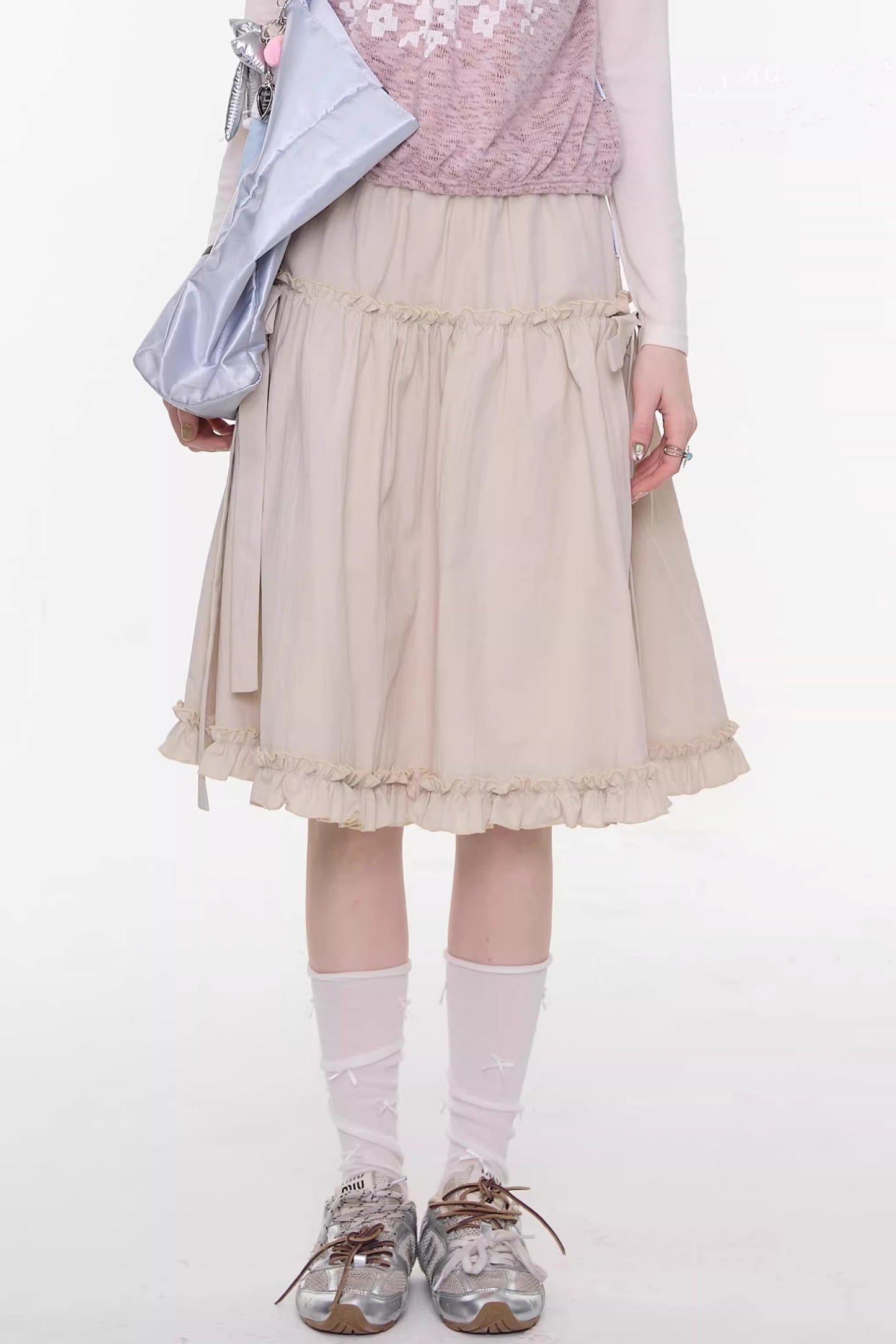 Vintage Bow-Knot Midi Skirt