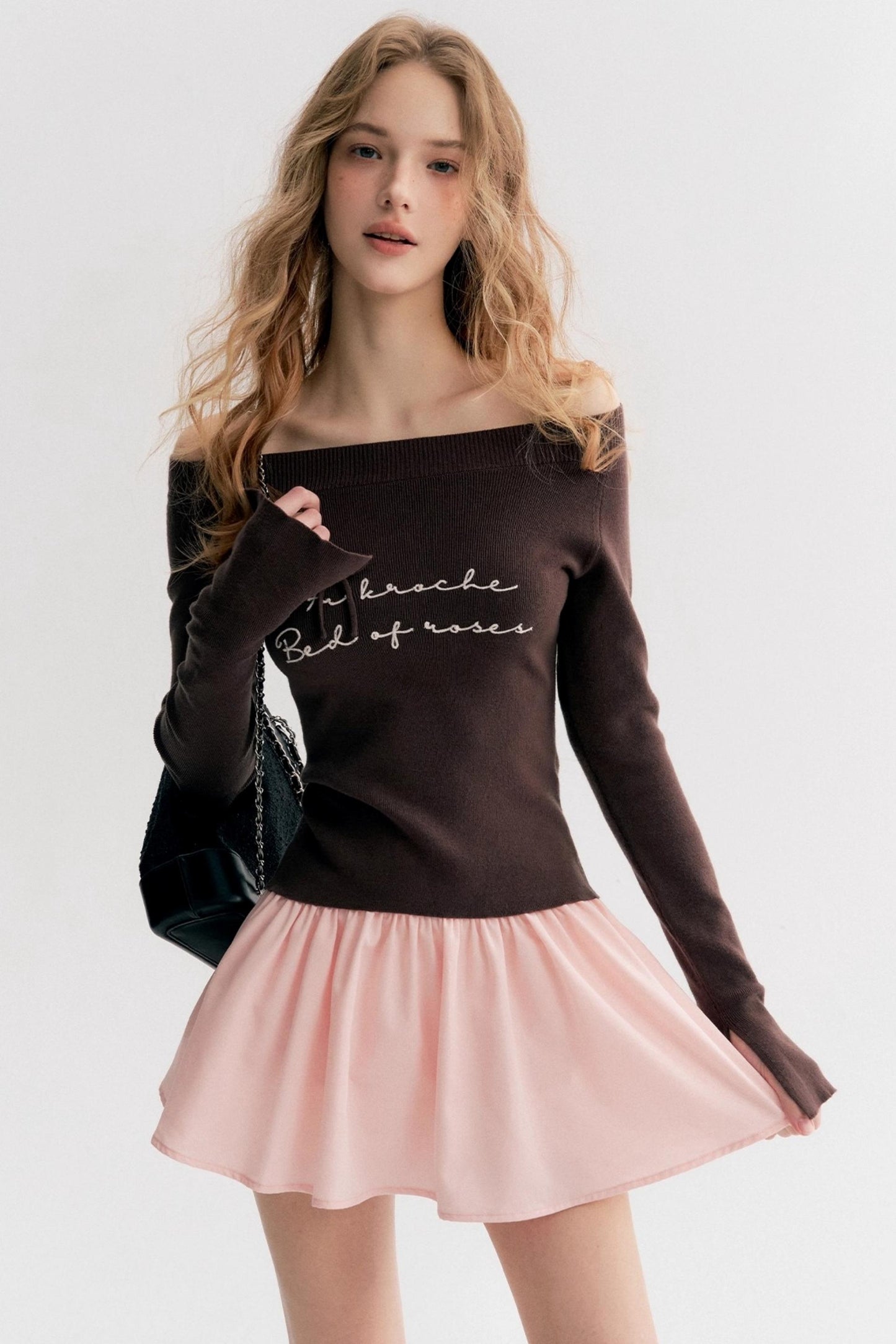 Rose Cream Cotton Puffy A-Line Skirt