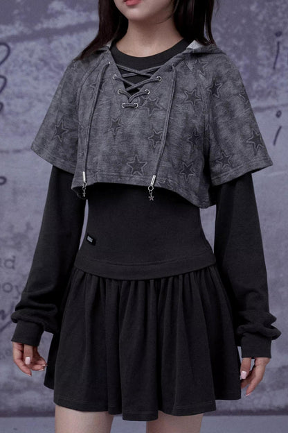 Gray Star Cat Ear Dress Set