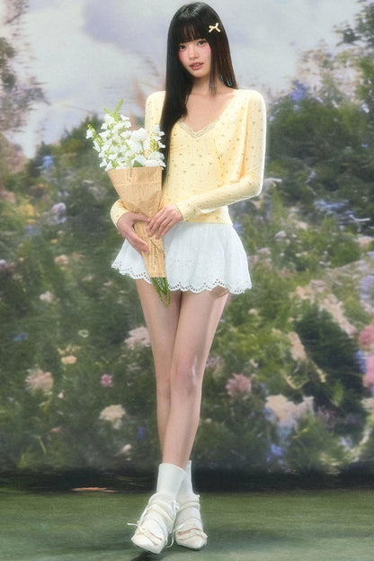 Korean Floral Camisole Cardigan Set-Up