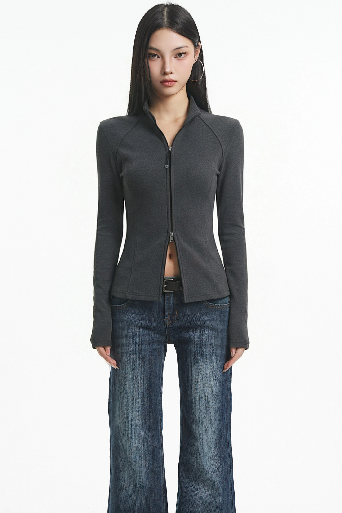 Sexy Black Fleece Cardigan Jacket