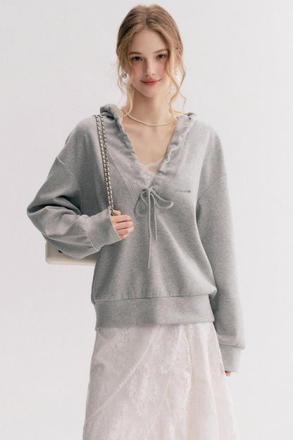 Pleated Hooded Sweatshirt Set-Up