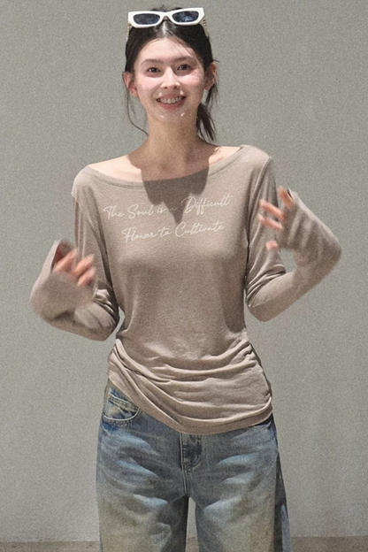 Printed Lyocell Linen Long Sleeve Top