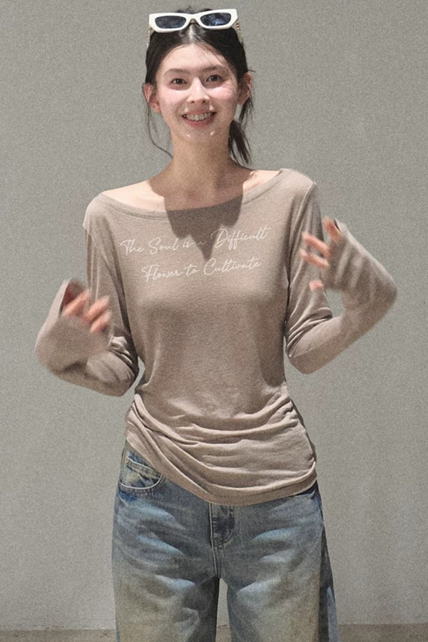 Printed Lyocell Linen Long Sleeve Top