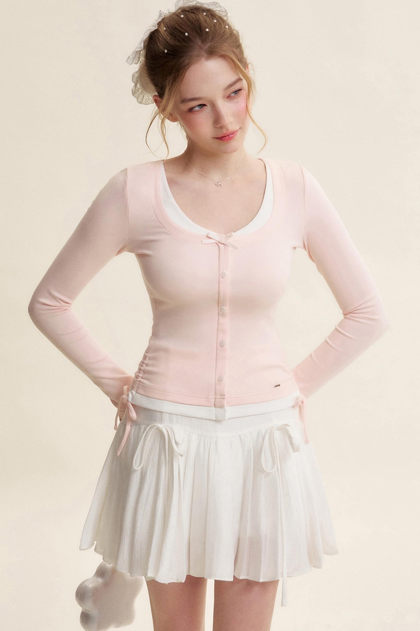 Balletcore Pleated Bow Skirt