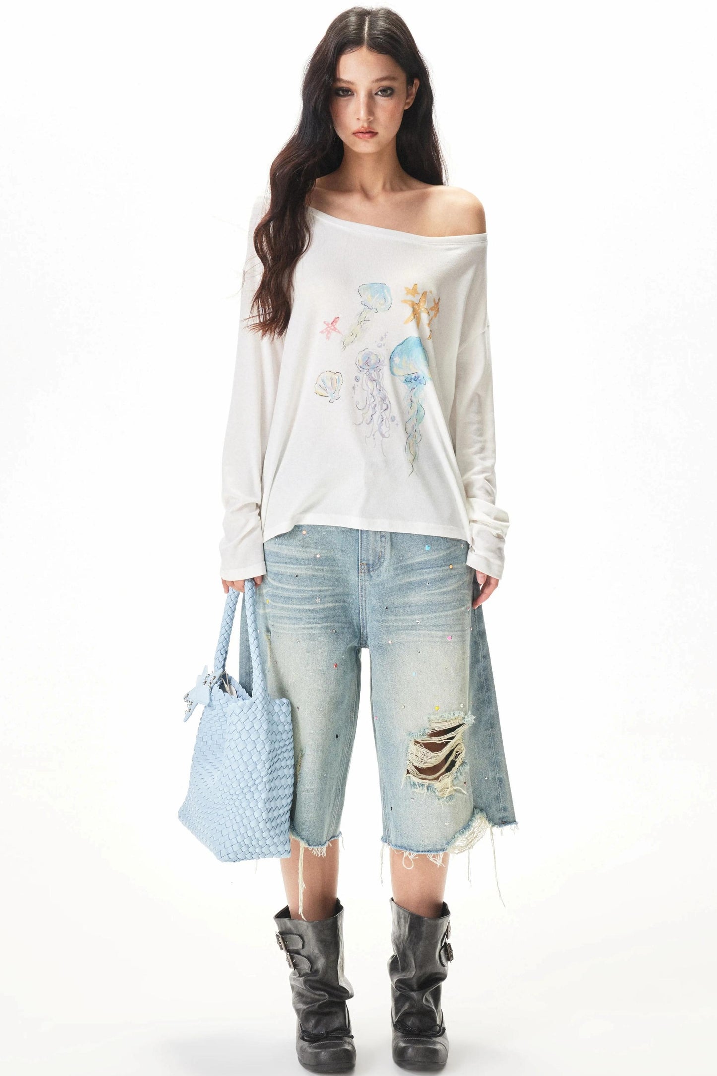 Watercolor Hand-Painted Blouse