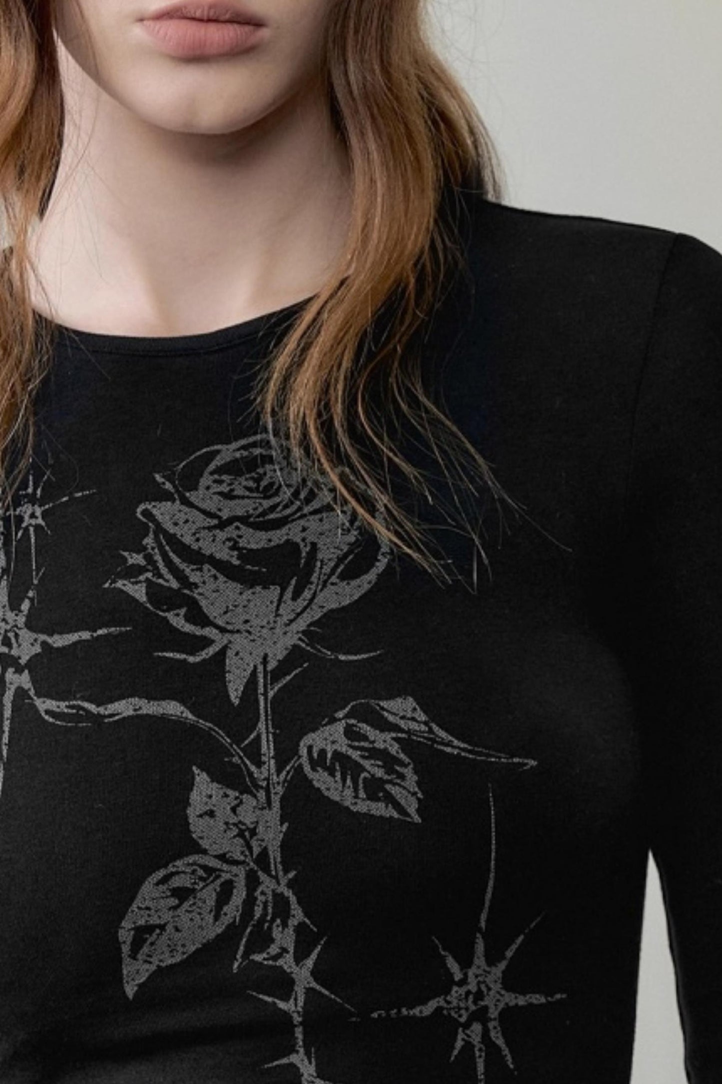 Hand-Painted Rose Knitted Top