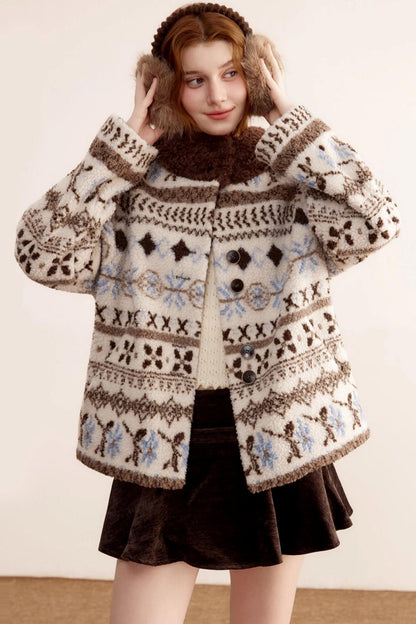 Fair Island Lamb Wool Hooded Coat