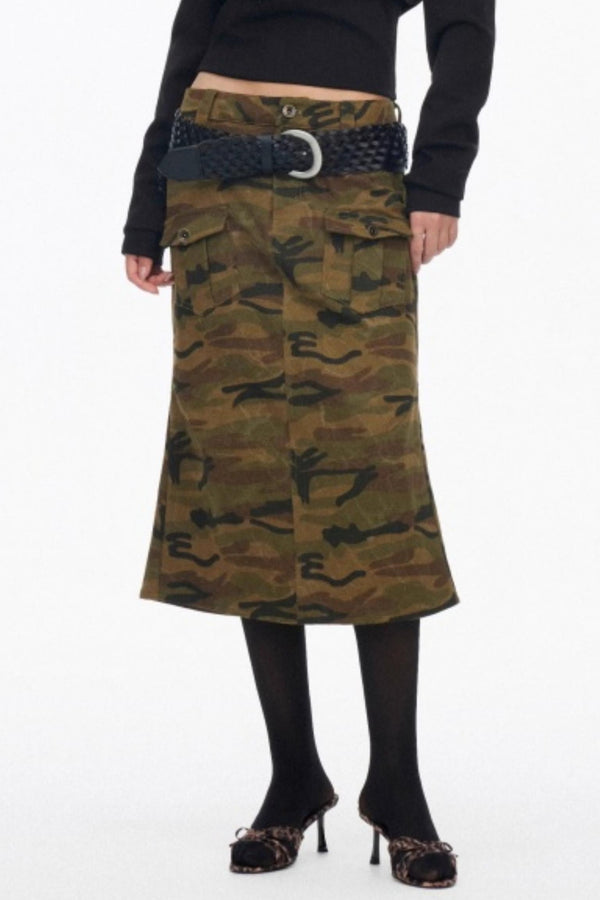 Vintage Camouflage Slimming Mermaid Skirt