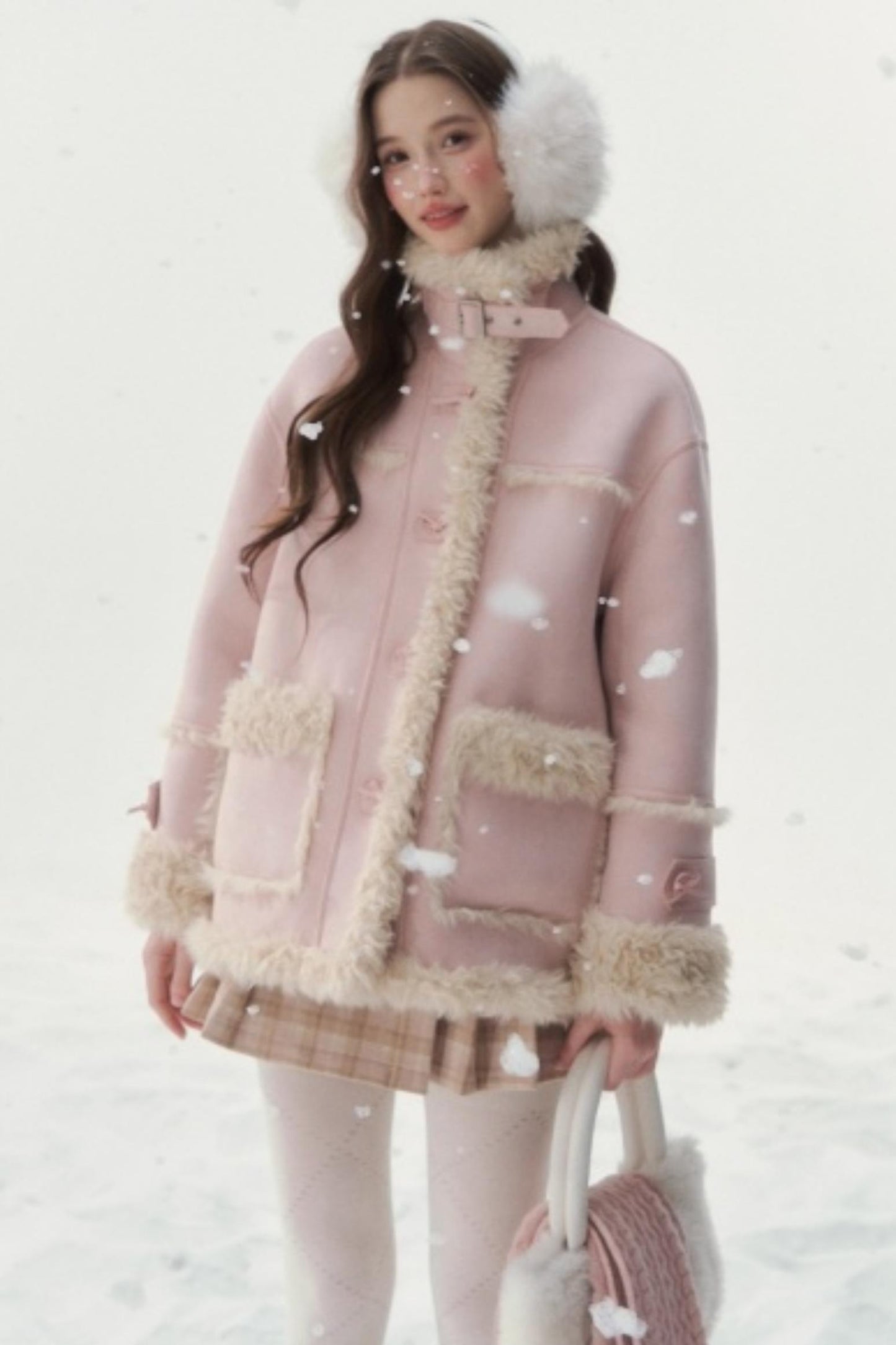 Pink and Blue Reversible Fur Coat