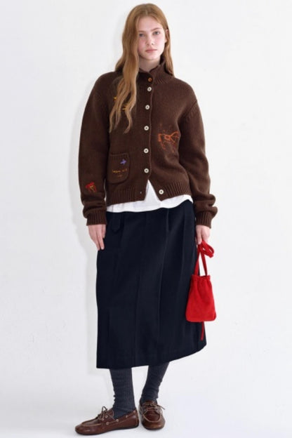 Winter Wool Embroidered Cardigan