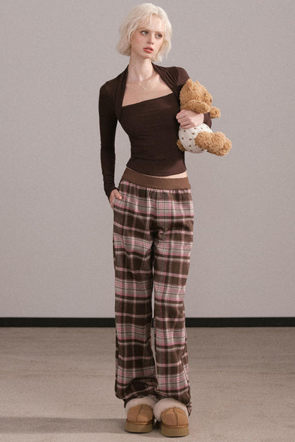 Retro Pink Plaid Pants