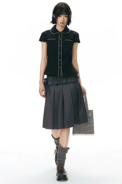 Conjunto de falda plisada desmontable de largo medio