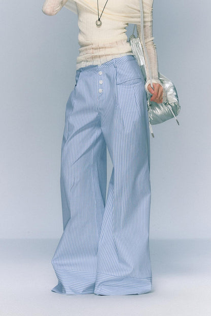 Loose Striped Wide-Leg Pants