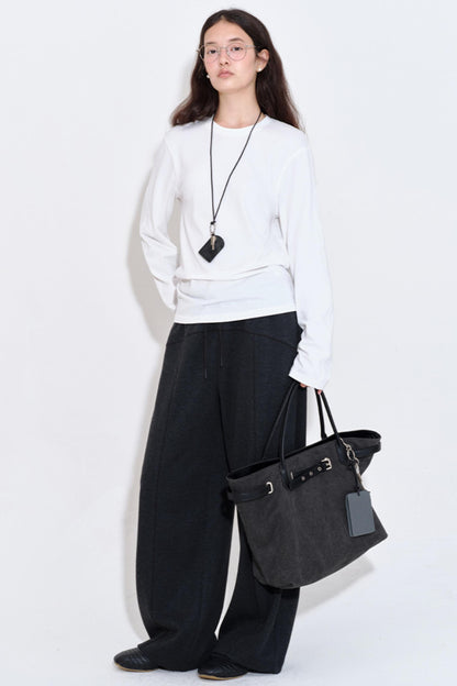 Split Line Stitching Loose Straight Pants