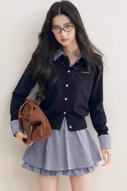 Elite Wool-Blend Plaid Cardigan Set-Up