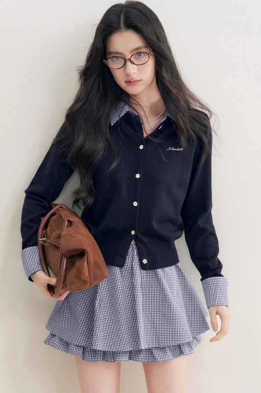 Elite Wool-Blend Plaid Cardigan Set-Up