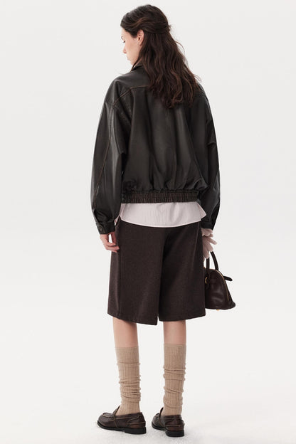 Retro Distressed Leather Jacket