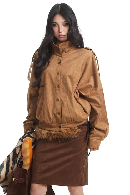 Korean Suede Retro Jacket Set-Up