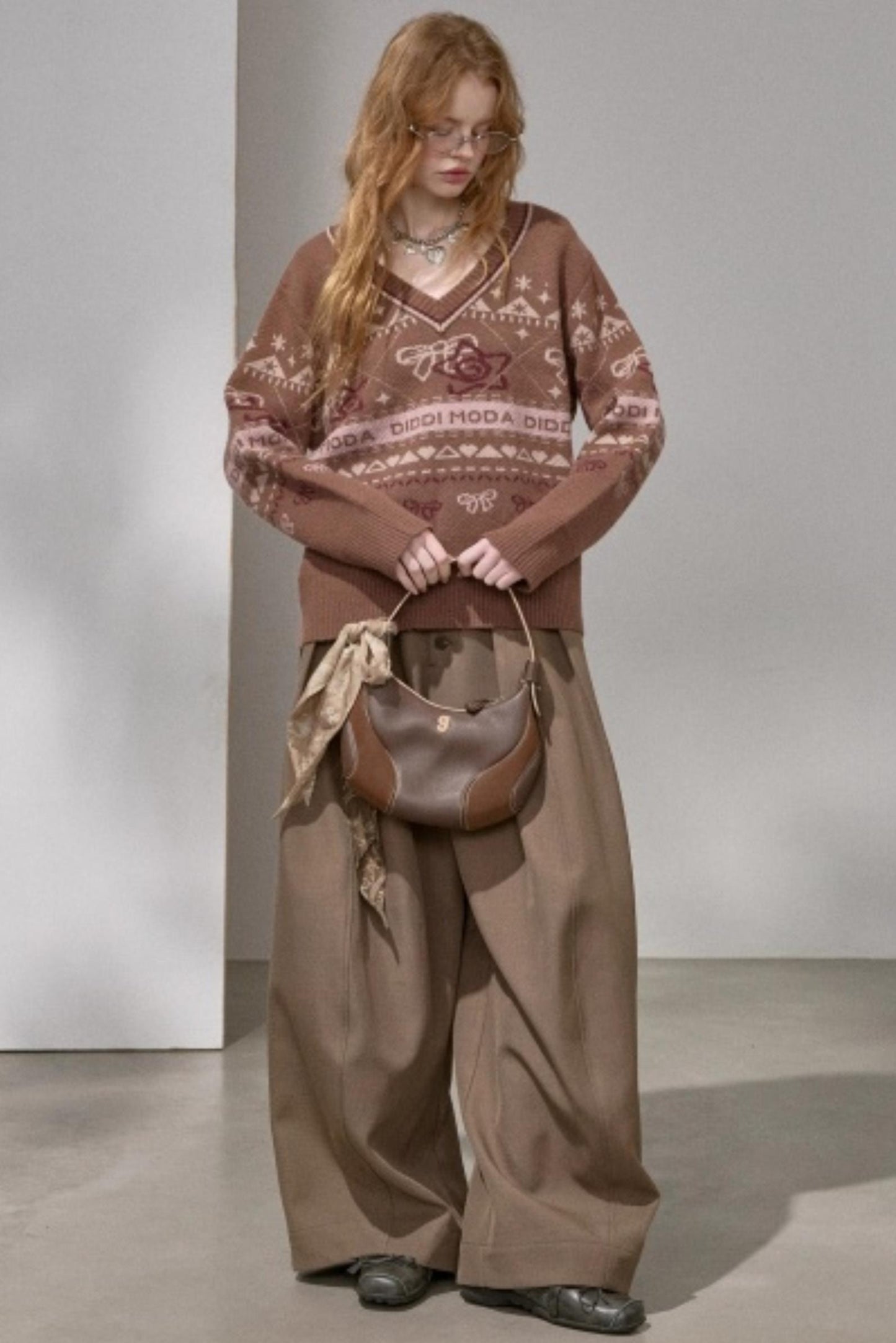 Fair Isle Bow Knit Sweater